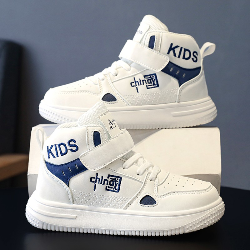 安踏神行男童鞋板鞋春季23新款儿童鞋子春秋男孩高帮运动鞋小白鞋