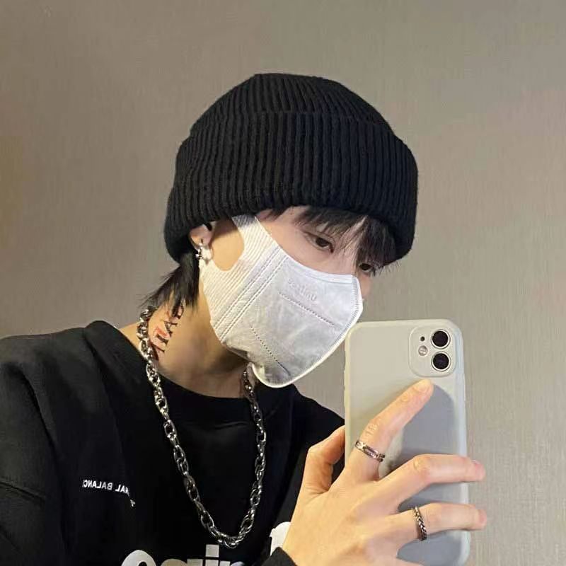 韩版秋冬毛线帽子女纯色百搭加厚简约针织帽冬天ins保暖日系冷帽