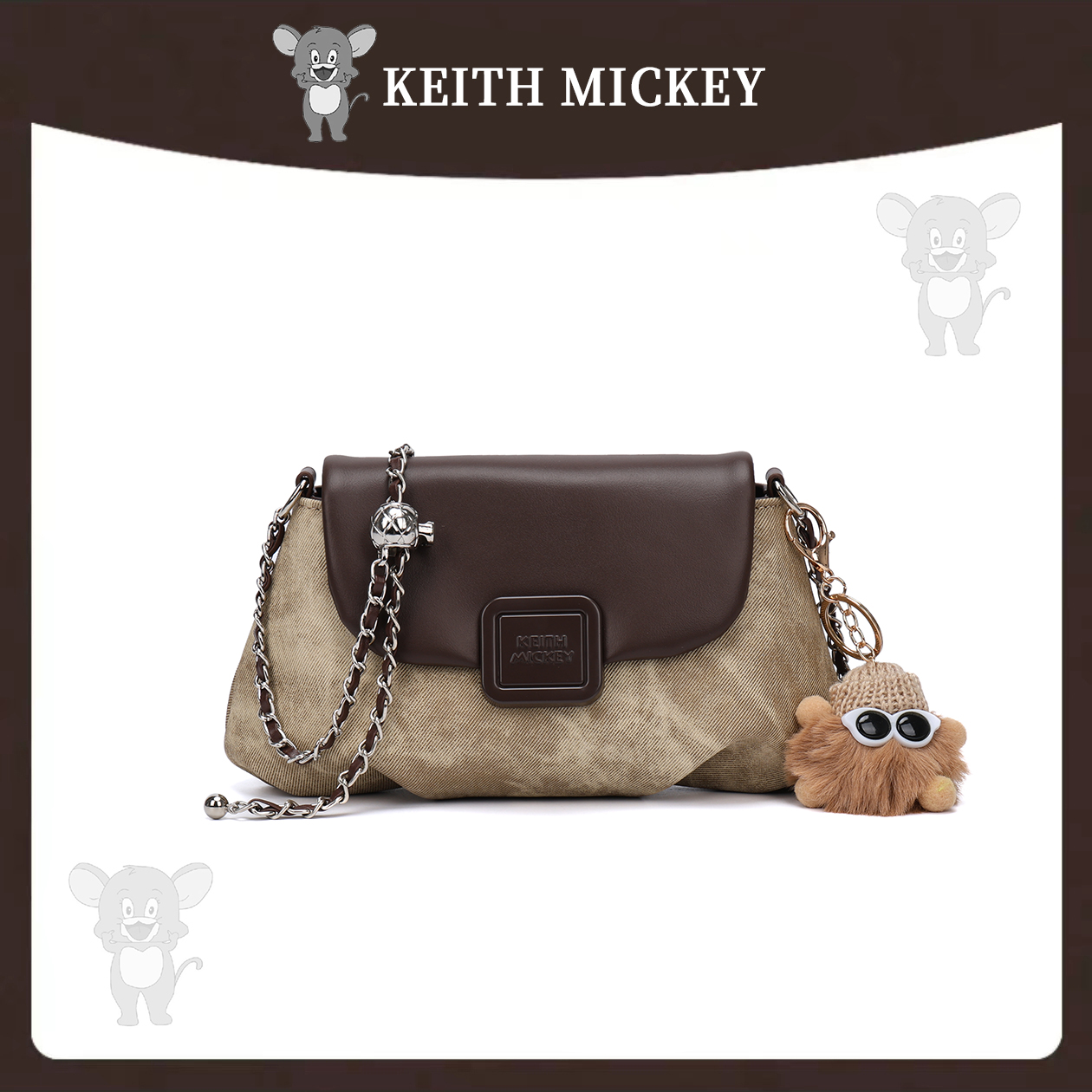 【工厂直销】KEITHMICKEY秋冬新潮女士单肩包云朵包k8529卡其