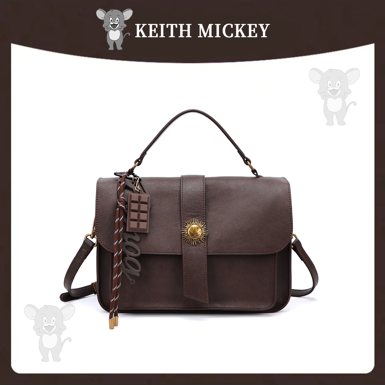 【娜娜专属】KeithMickey新潮时尚女士单肩/斜挎包8575深棕色