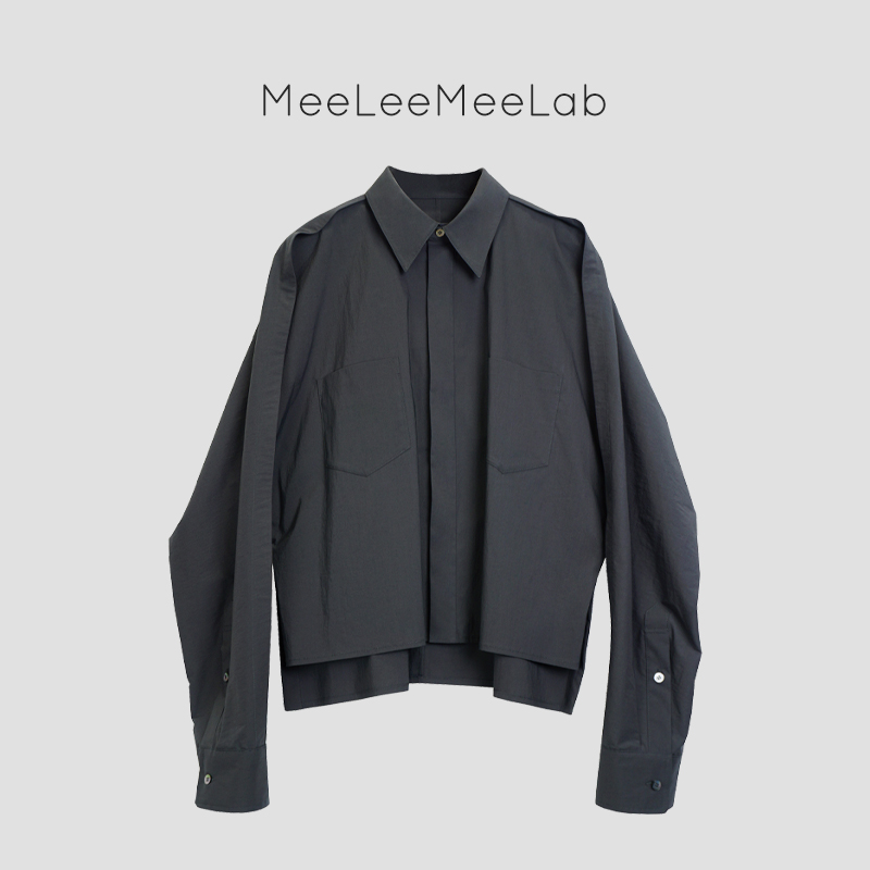 MeeLeeMeeLab浪漫绅士高支棉方领连袖侧开叉轻户外工装风长袖衬衫