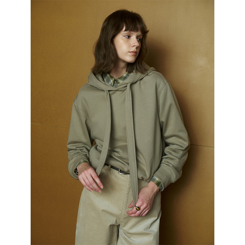 MeeLeeMeeLab 原创绅士优雅宽系带连帽宽松套头卫衣 秋冬