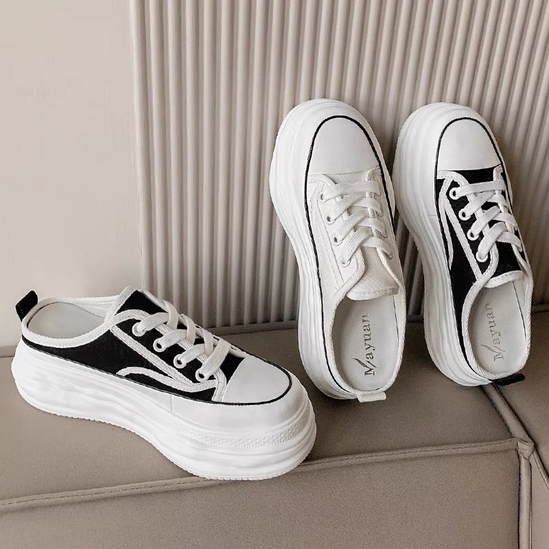 小个子不累脚帆布一脚蹬半拖鞋 8910X3