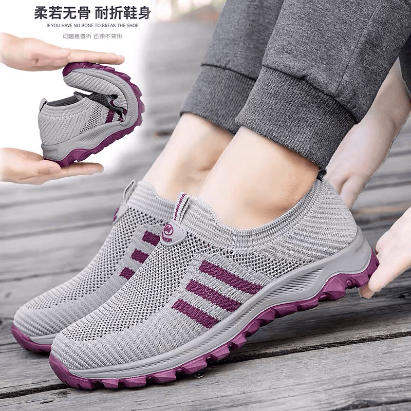 足力健安全老人鞋女春夏网面透气官方旗舰妈妈鞋软底中老年健步鞋