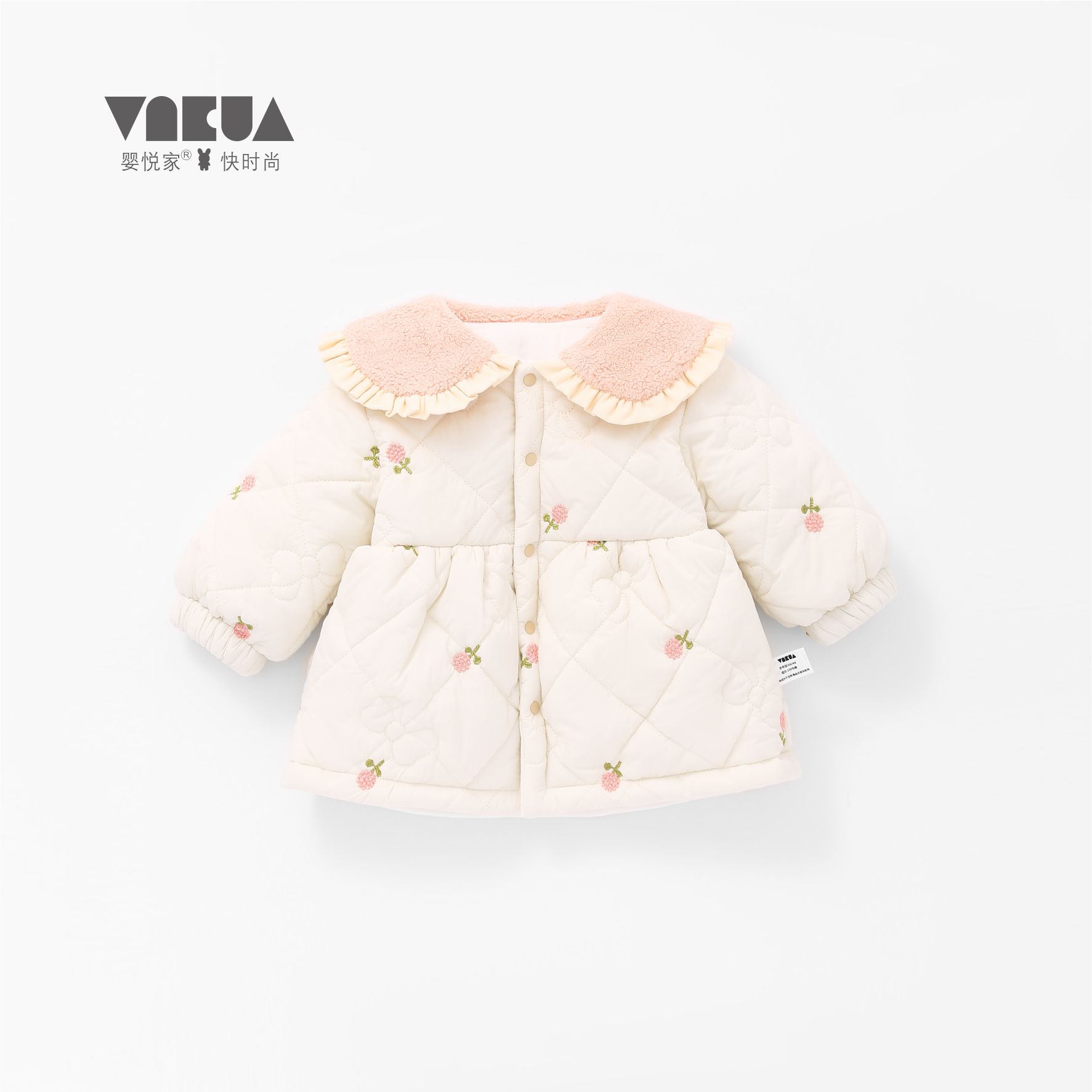 婴悦家时尚女童韩版花86760甜美公主加棉保暖秋冬外套2800克 