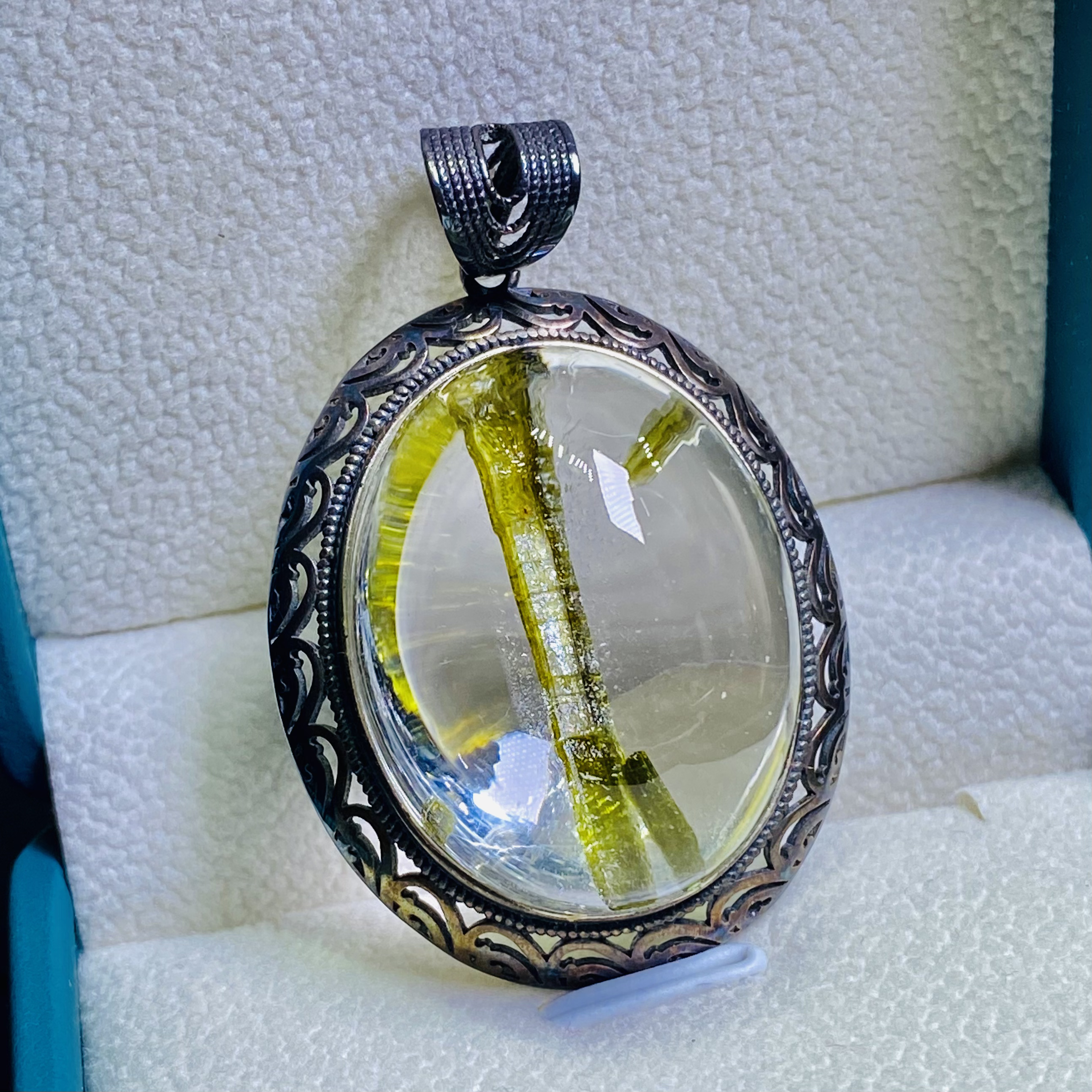 天然精品水晶包裹矿物吊坠S925银镶嵌一物一图正品送证书