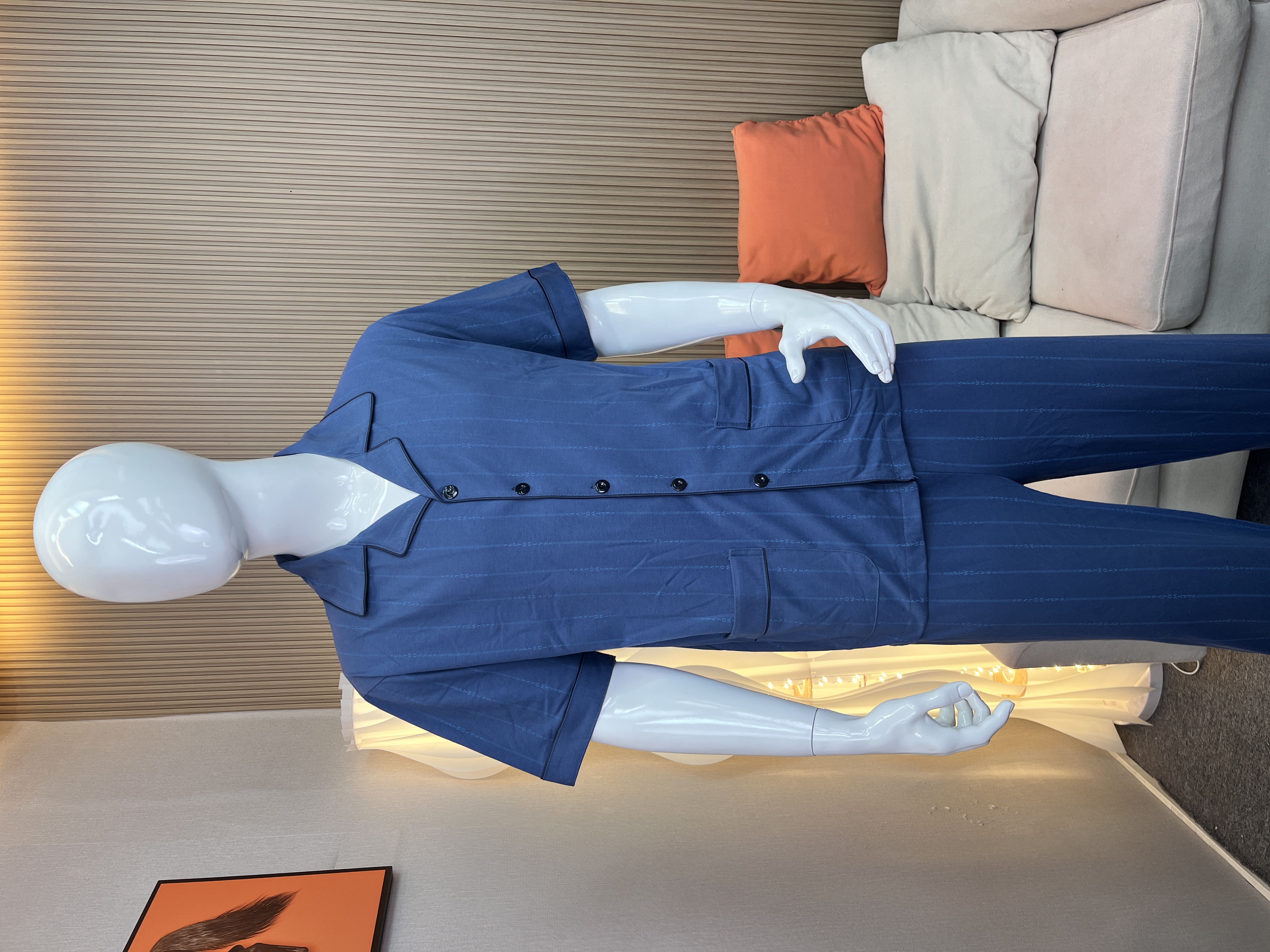 男款睡衣纯棉短袖长裤高档大码家居服