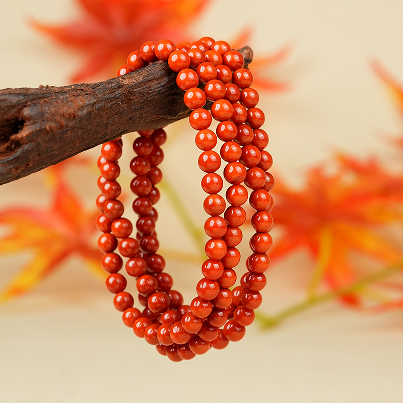 南红玛瑙保山满色6mm带肉百搭项链手串叠戴轻奢