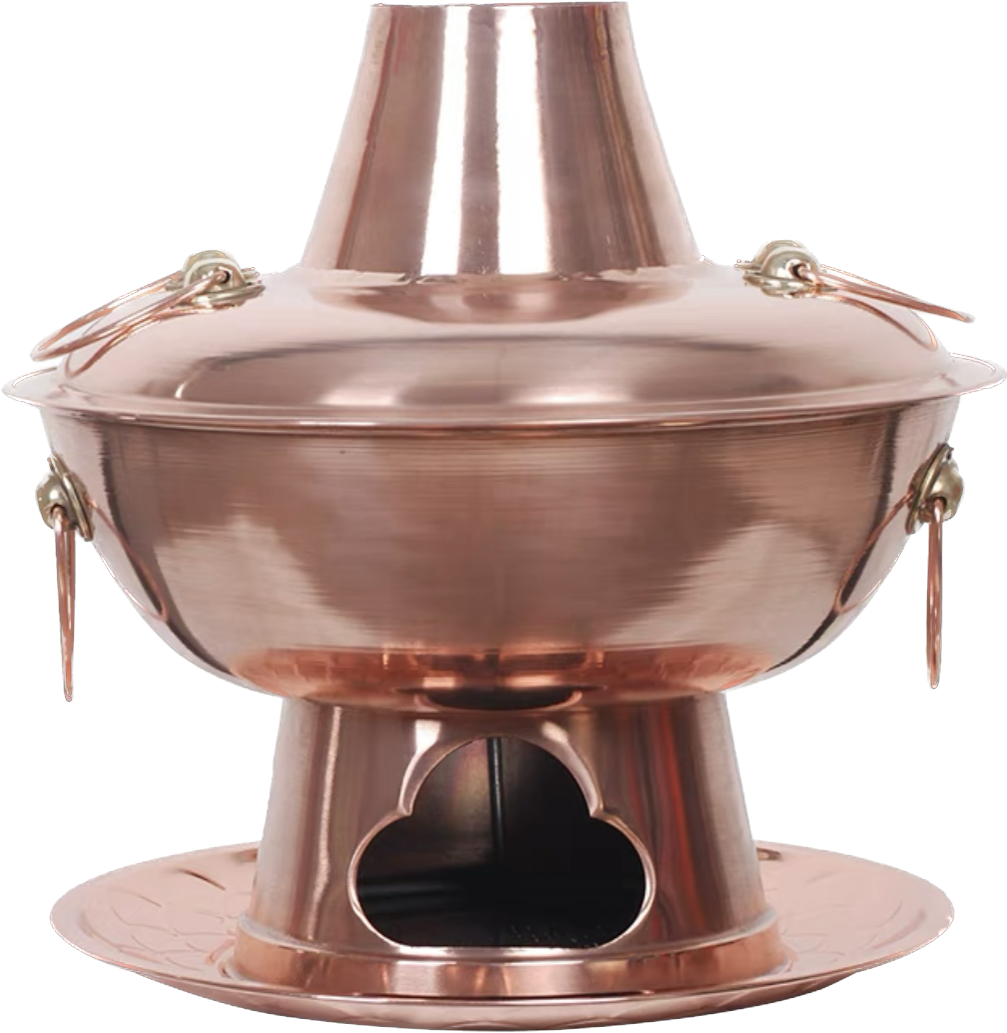 老北京木炭火锅纯铜加厚铜锅涮肉紫铜锅炭锅涮肉手工传统老式火锅