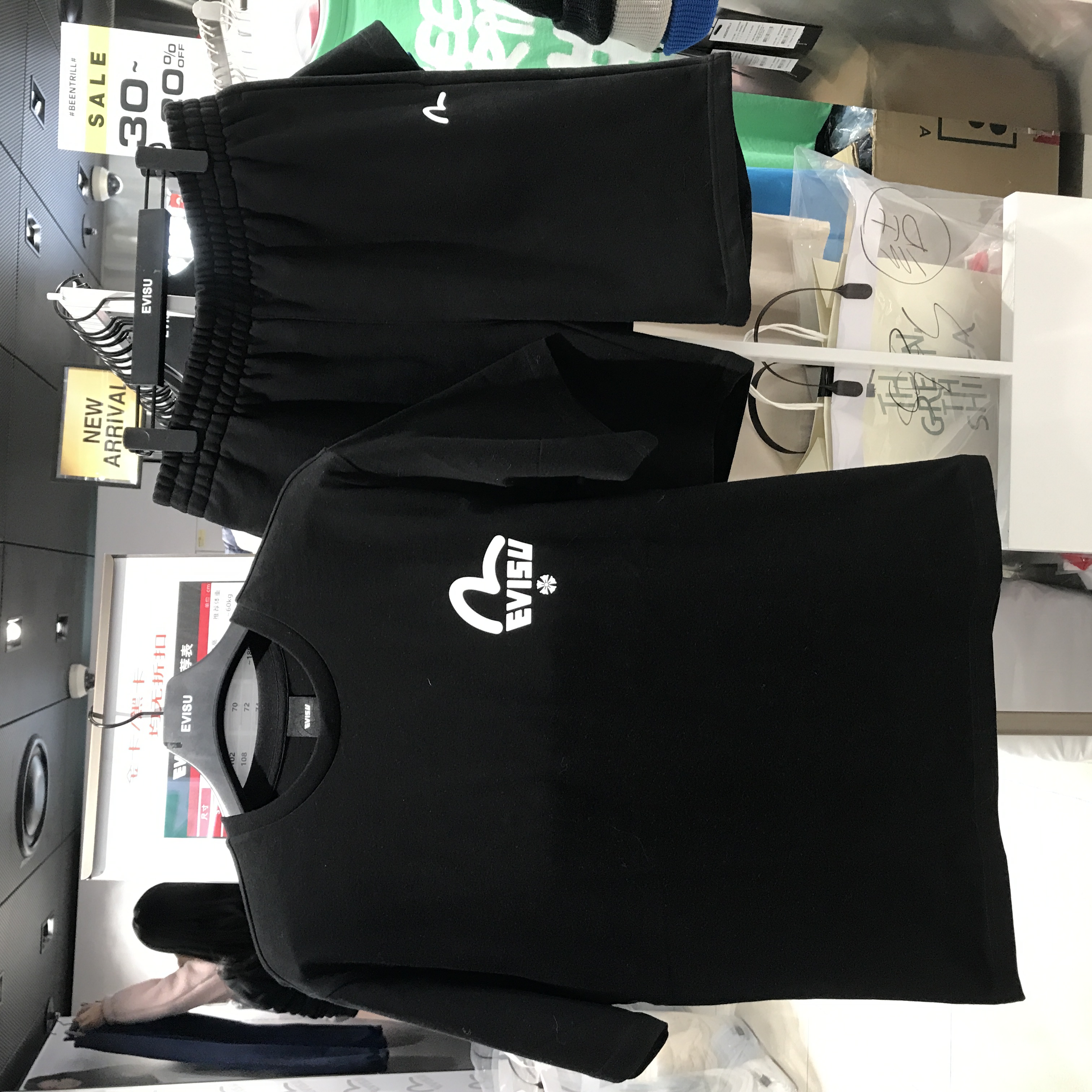Evisu701套装韩国代购福神专柜正品新款休闲情侣短袖T恤夏季短裤