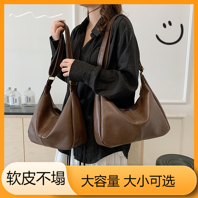 单肩托特包2025新款大容量包包女软包简约大包大学生通勤包