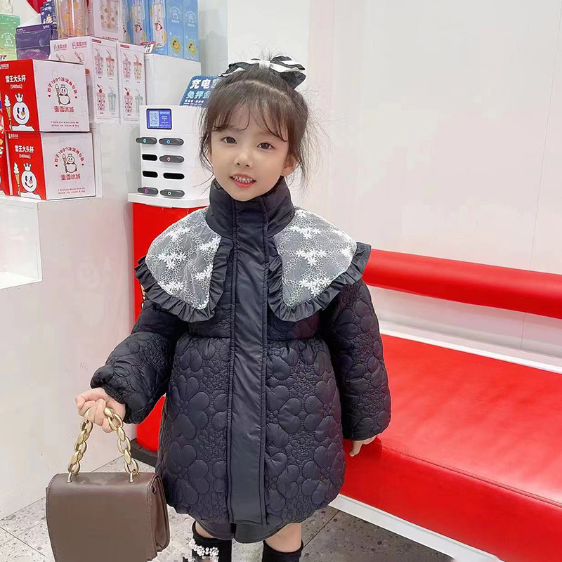 儿童羽绒服女2024新款中小童女宝中长款加厚时尚洋气公主风保暖