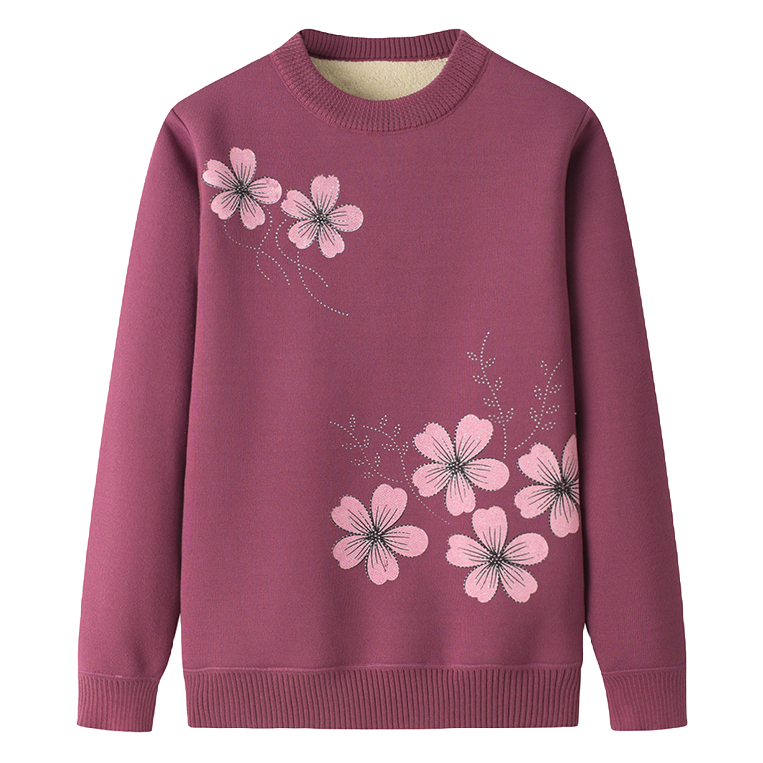 中老年人妈妈秋冬奶奶毛衣女保暖一体加绒加厚打底衫老人衣服上衣