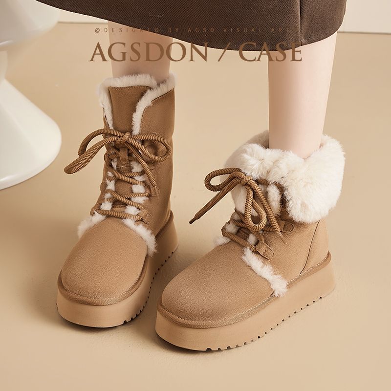 奥古狮登雪地靴女冬季新款加绒加厚短靴子户外厚底944004AA