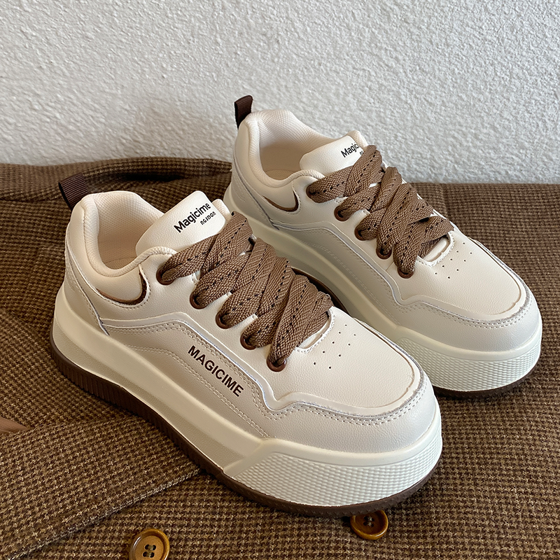 奥古狮登厚底小白鞋女款2024新款春季百搭真皮板鞋增高爆款女鞋子