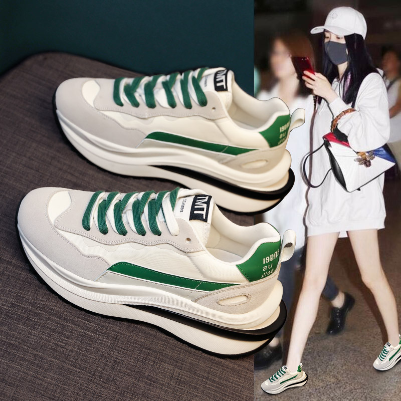 厚底阿甘鞋女2023年新款秋季百搭休闲运动鞋平底小白鞋老爹鞋女