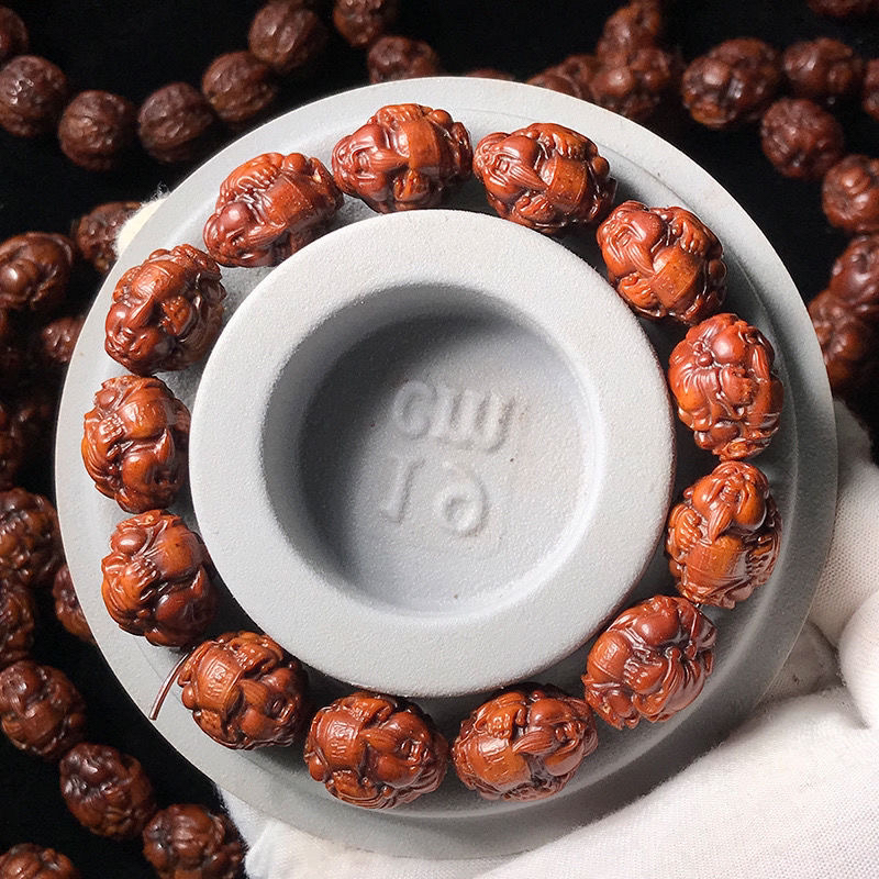 紫金鼠雕刻财神爷菩提佛珠文玩手串工厂直销 文玩 佛珠手串菩提子