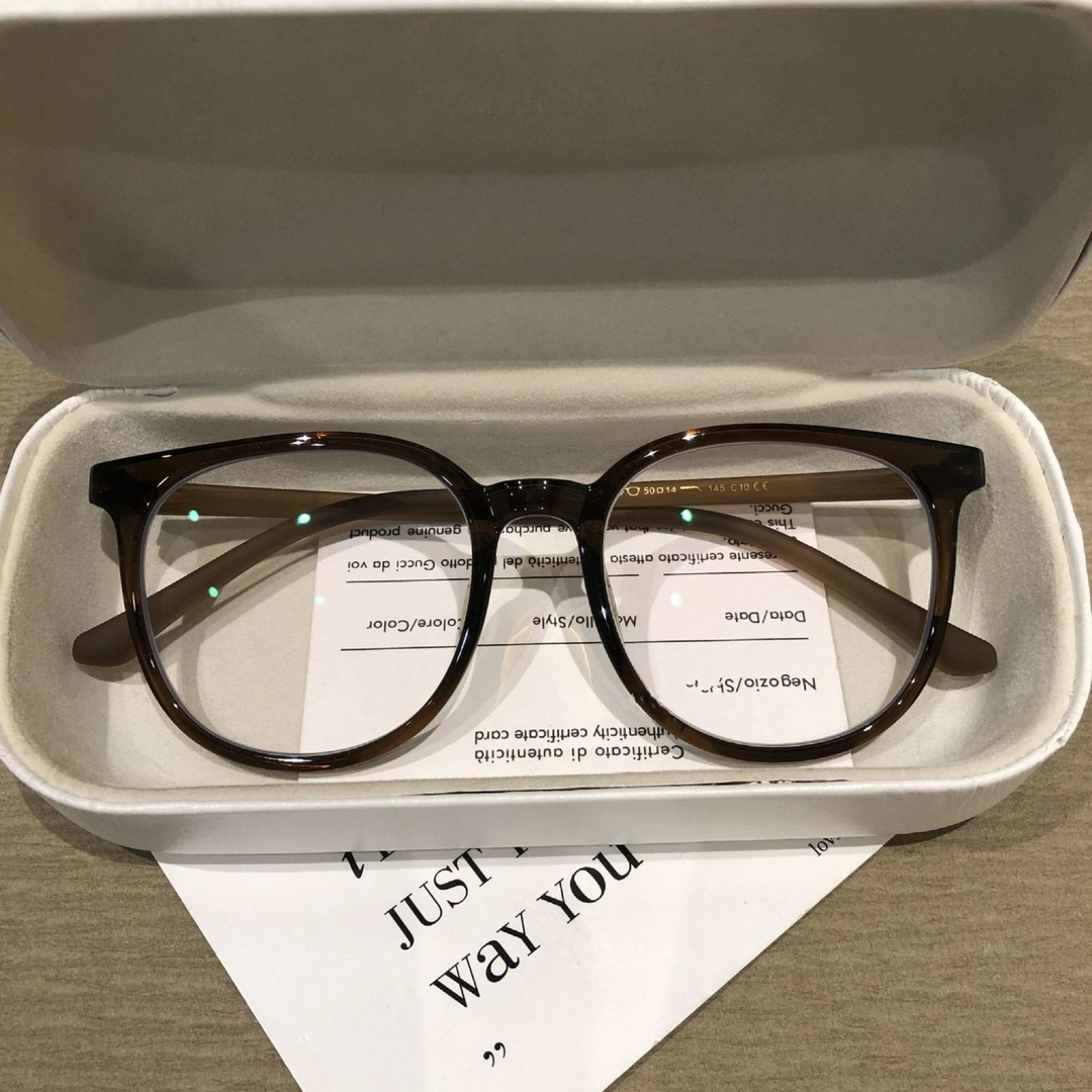 韩版复古栗子茶色近视眼镜女可配度数防蓝光素颜平光镜大框圆脸潮