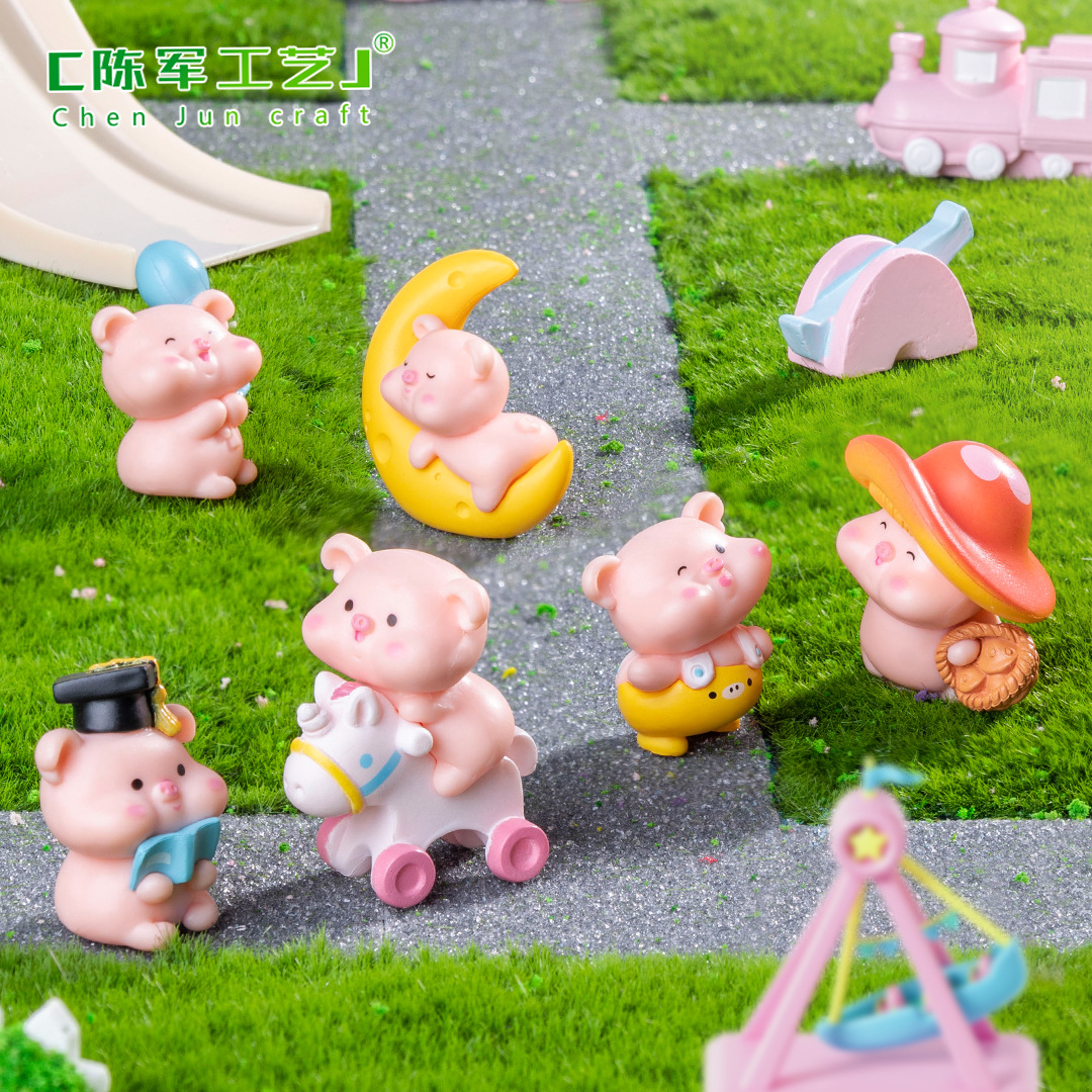 创意可爱小猪网红卧室呆呆公仔工艺品装饰品生日礼物汽车载小摆件