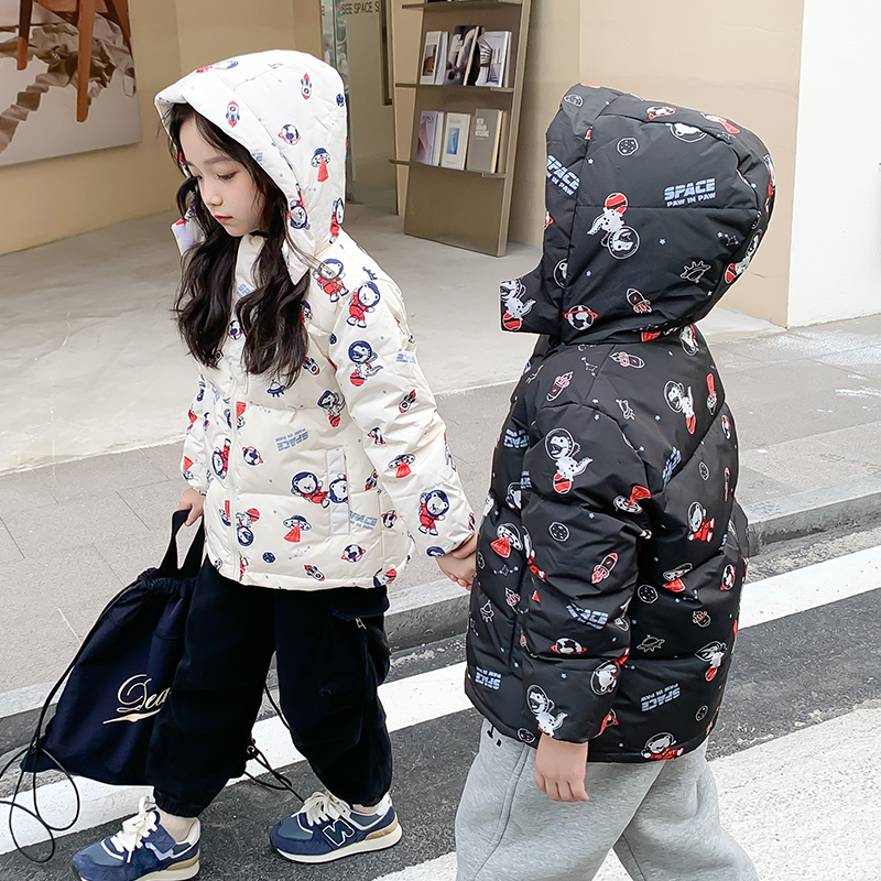儿童冬季中小童卡通羽绒服男女童韩版修身保暖加厚防风连帽外套