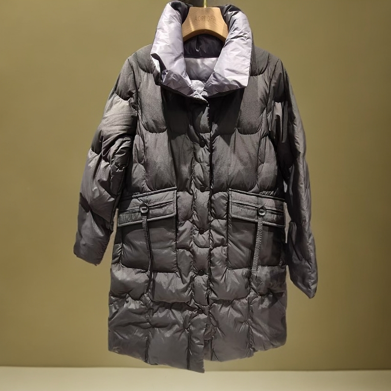 奥睿娜鹅绒服中长款保暖时尚