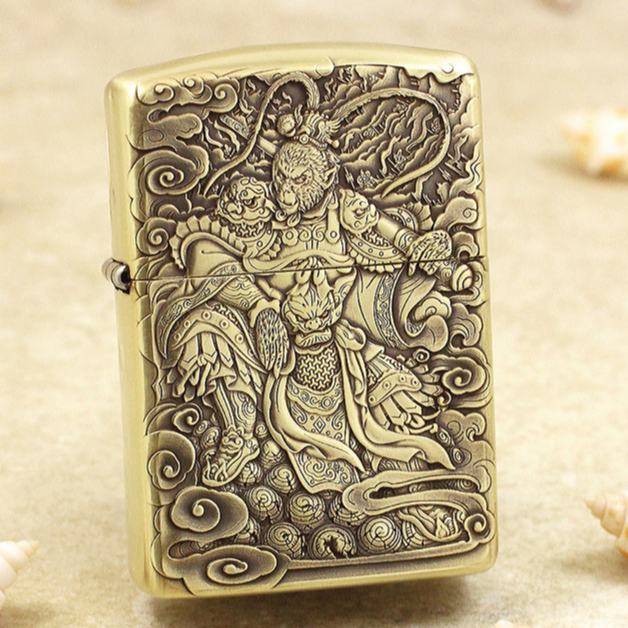 ZIPPO打火机桐励定制DIY版168机型盔甲鬼王封侯拜相（带木盒）防风