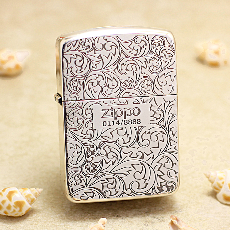 ZIPPO打火机太仓版LCO-0348复刻1941机型古银唐草--男士银色防风