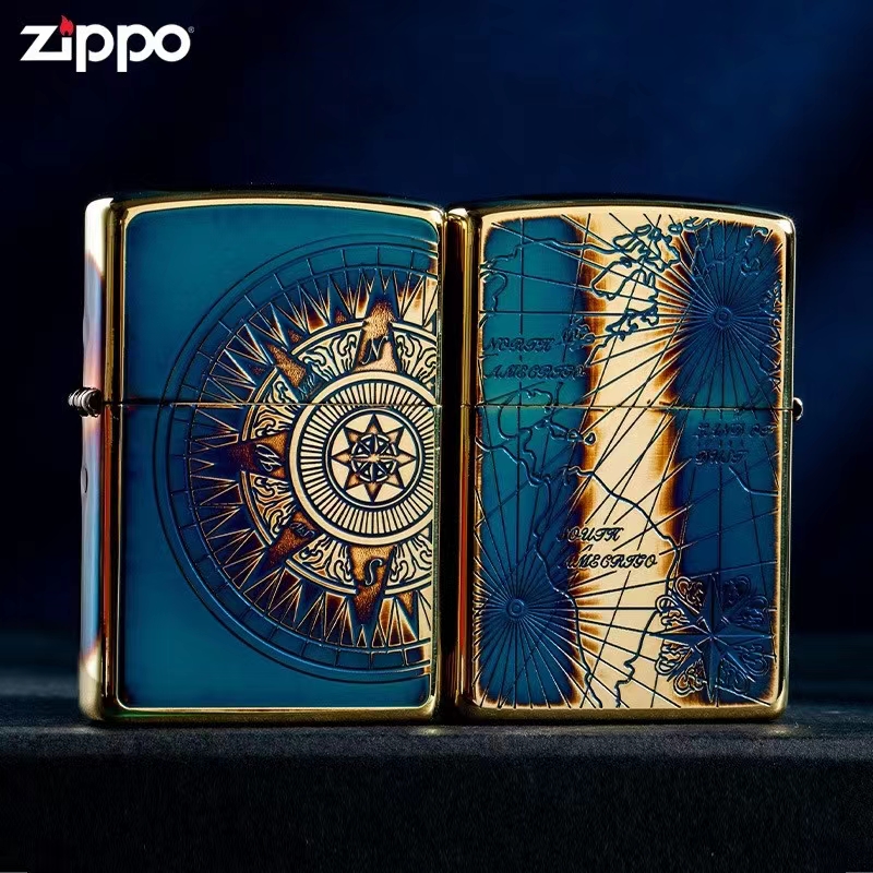 ZIPPO打火机LCO-0357熏金色半罗盘星盘（原盒）男士防风打火机