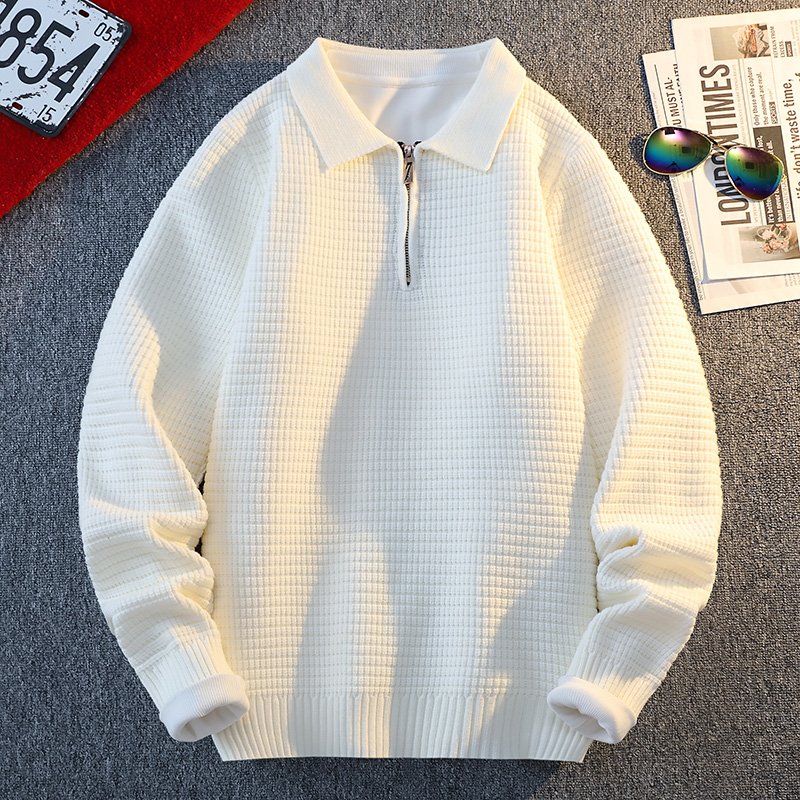 【高品质】潮流舒适秋冬半拉链翻领厚毛衣韩版长袖青少年男士M66772