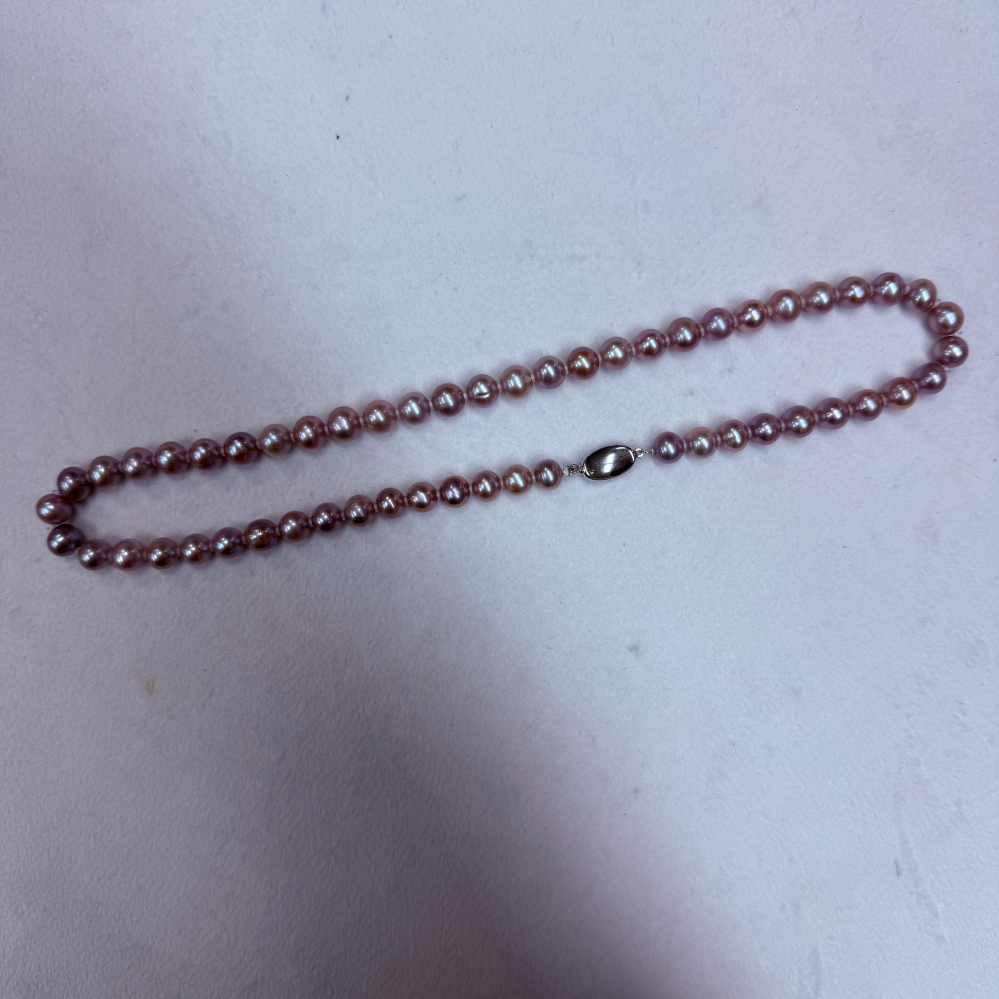 （紫）天然淡水珍珠项链8mm（实际点位8.5-9.5mm）S925银镶嵌