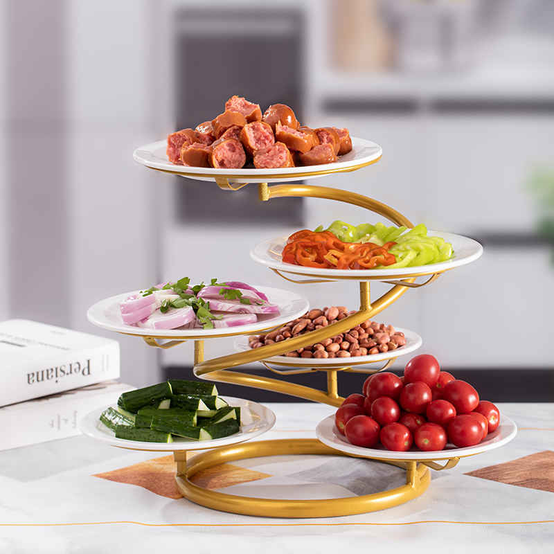 多层轻奢水果盘架子酒店会所餐厅凉菜冷盘架摆盘神器架子备菜架