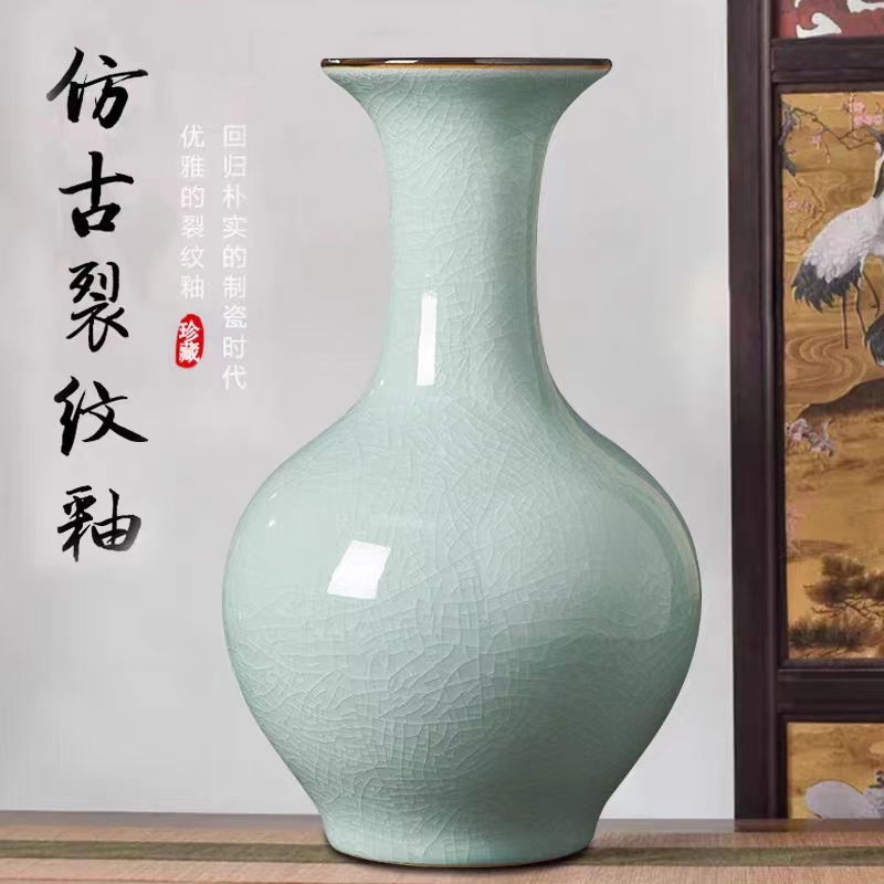 景德镇陶瓷仿古小花瓶摆件餐桌插花新中式家居客厅装饰品工艺瓷器