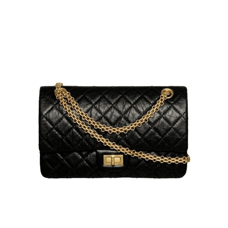 99新 Chanel/香奈儿 2.55小号链条包黑色牛皮金扣29开/152975