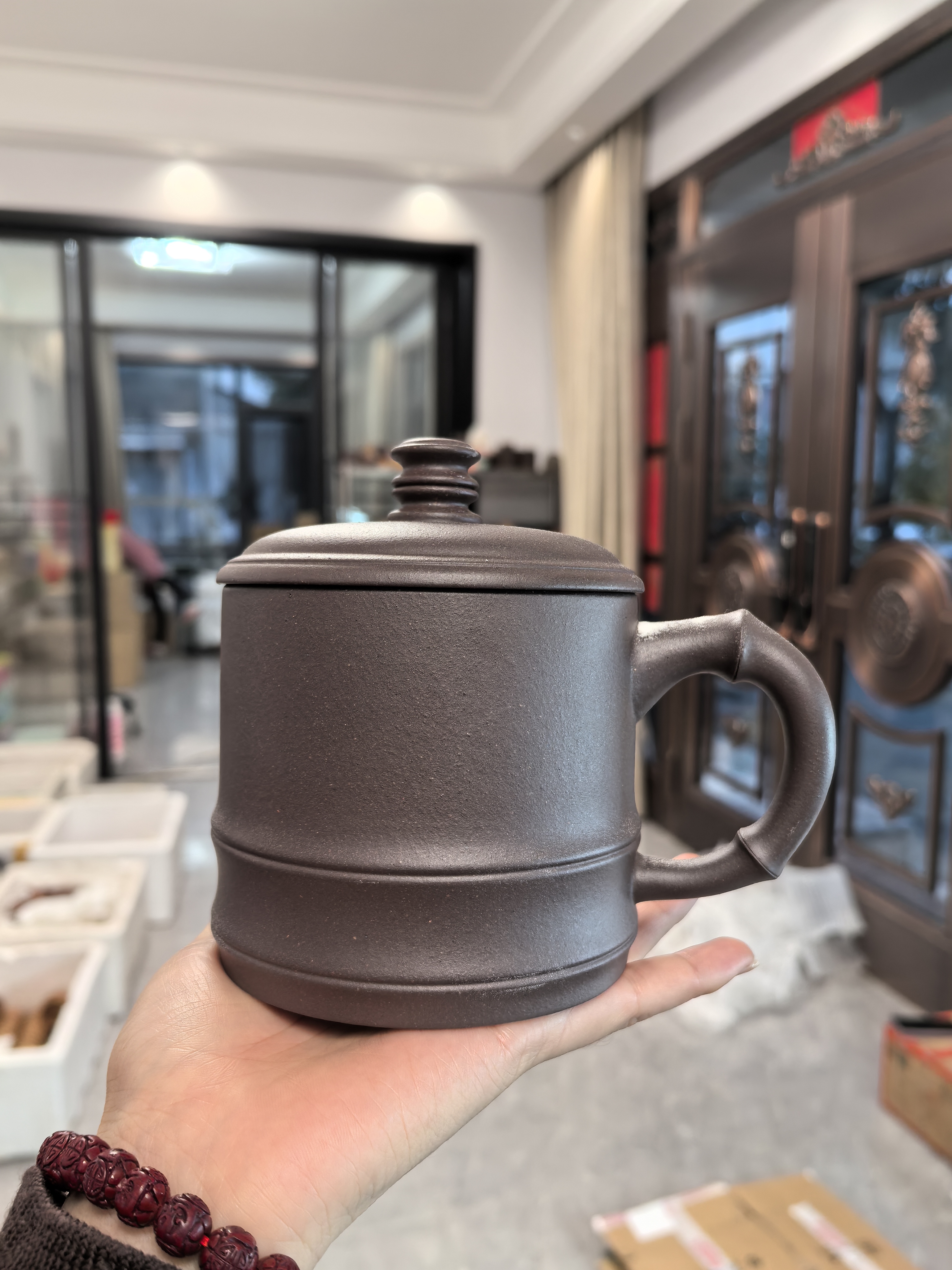 自用盖杯，紫泥泥料