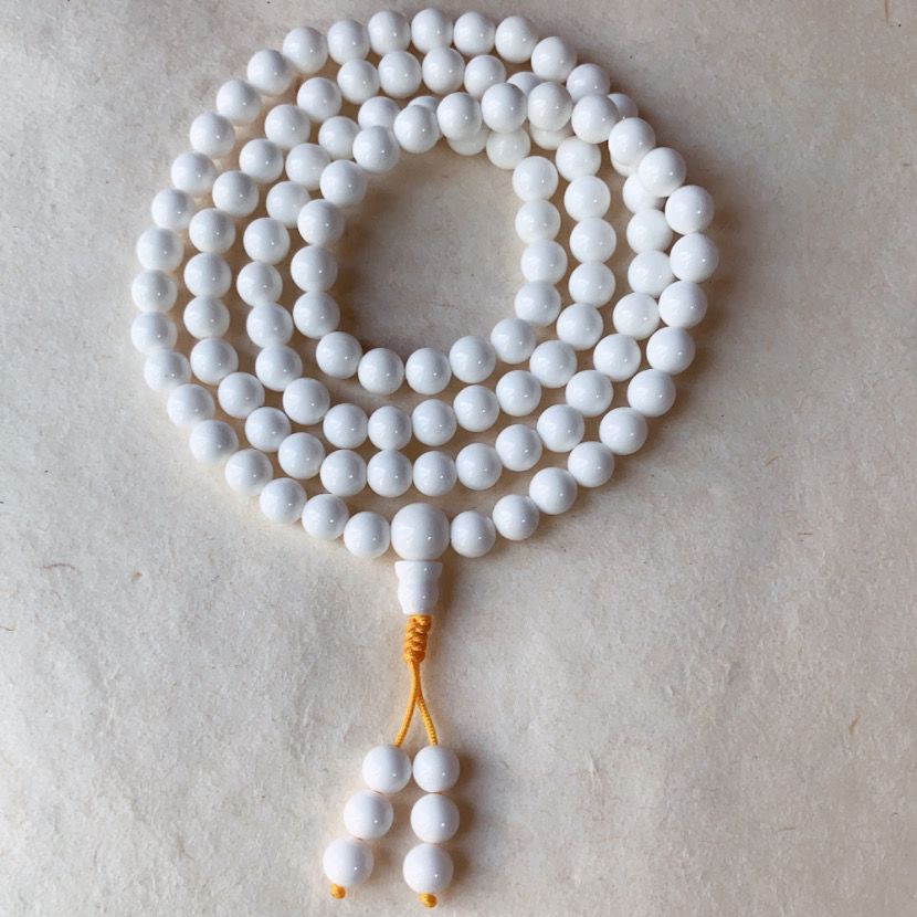 非金属玻璃手链 奶白108颗多层佛珠手链佛家七宝男女款项链