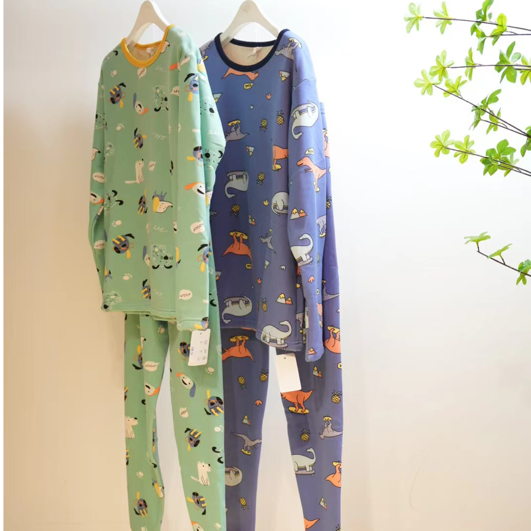 1-345-一款两色满印卡通印花男童保暖内衣套装H