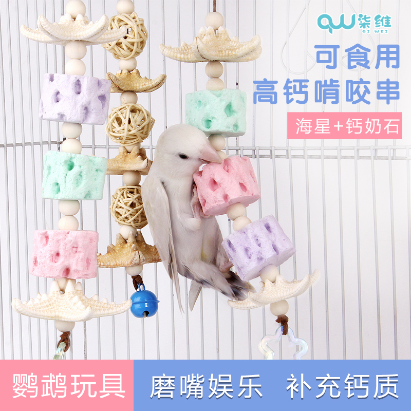 鹦鹉鸟用品玄风牡丹虎皮手养鹦鹉啃咬玩具磨喙补钙营养海星钙奶石