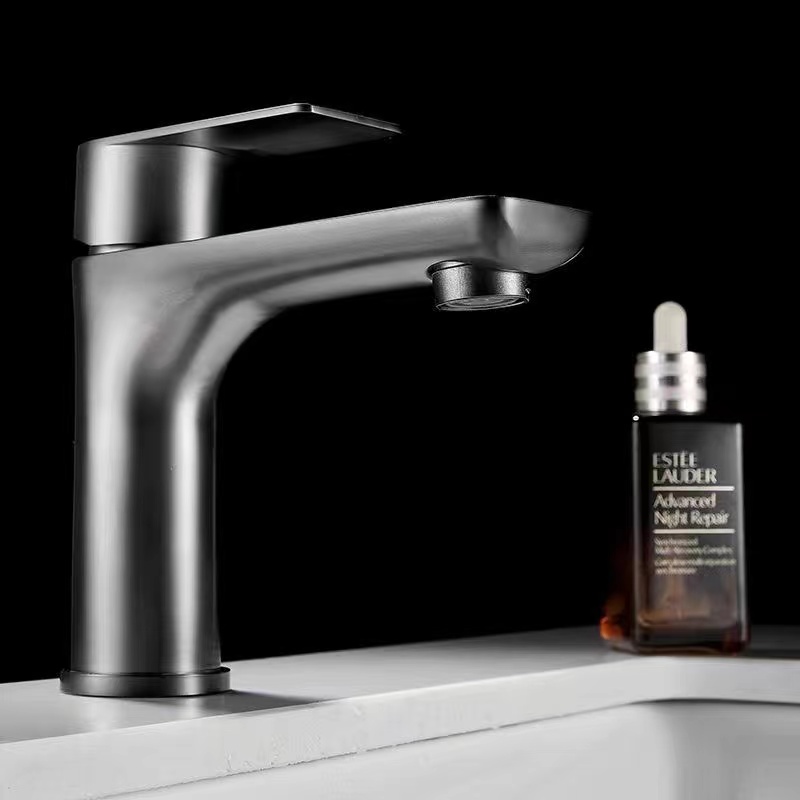 304不锈钢枪灰冷热面盆水龙头轻奢家用卫生间浴室洗手盆台盆龙头