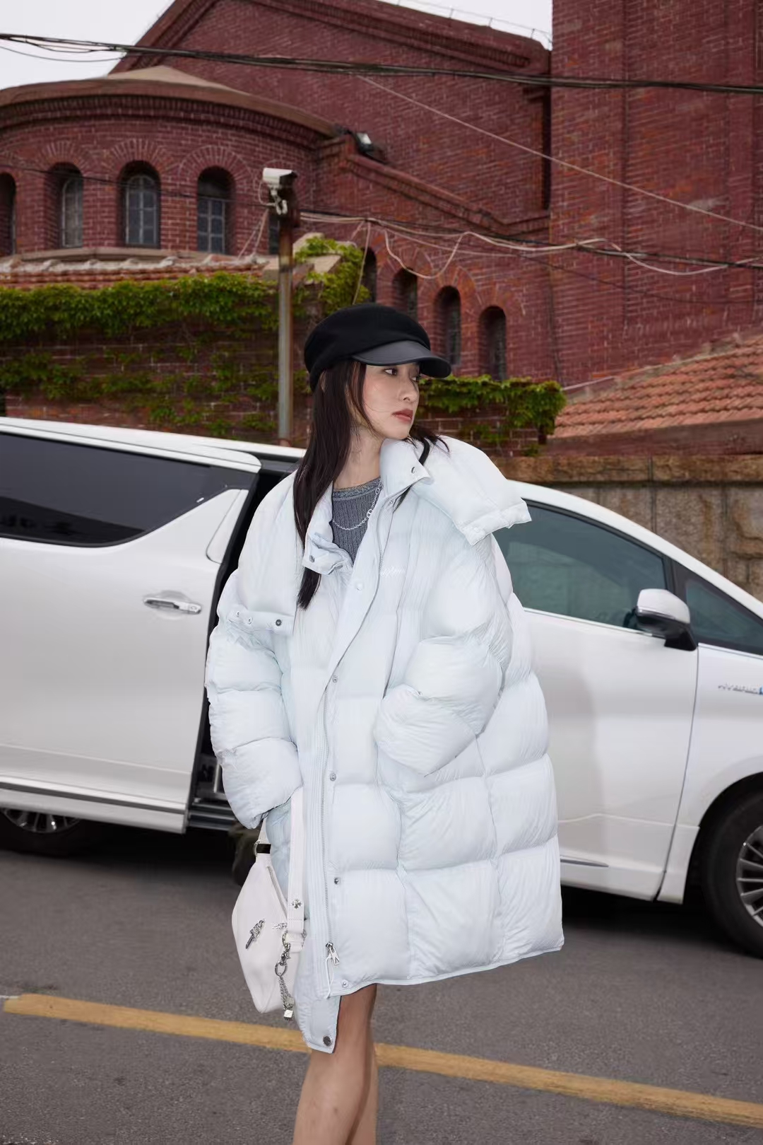 BEAUTY VENA立领宽松中长款保暖绒绒外套4WF015