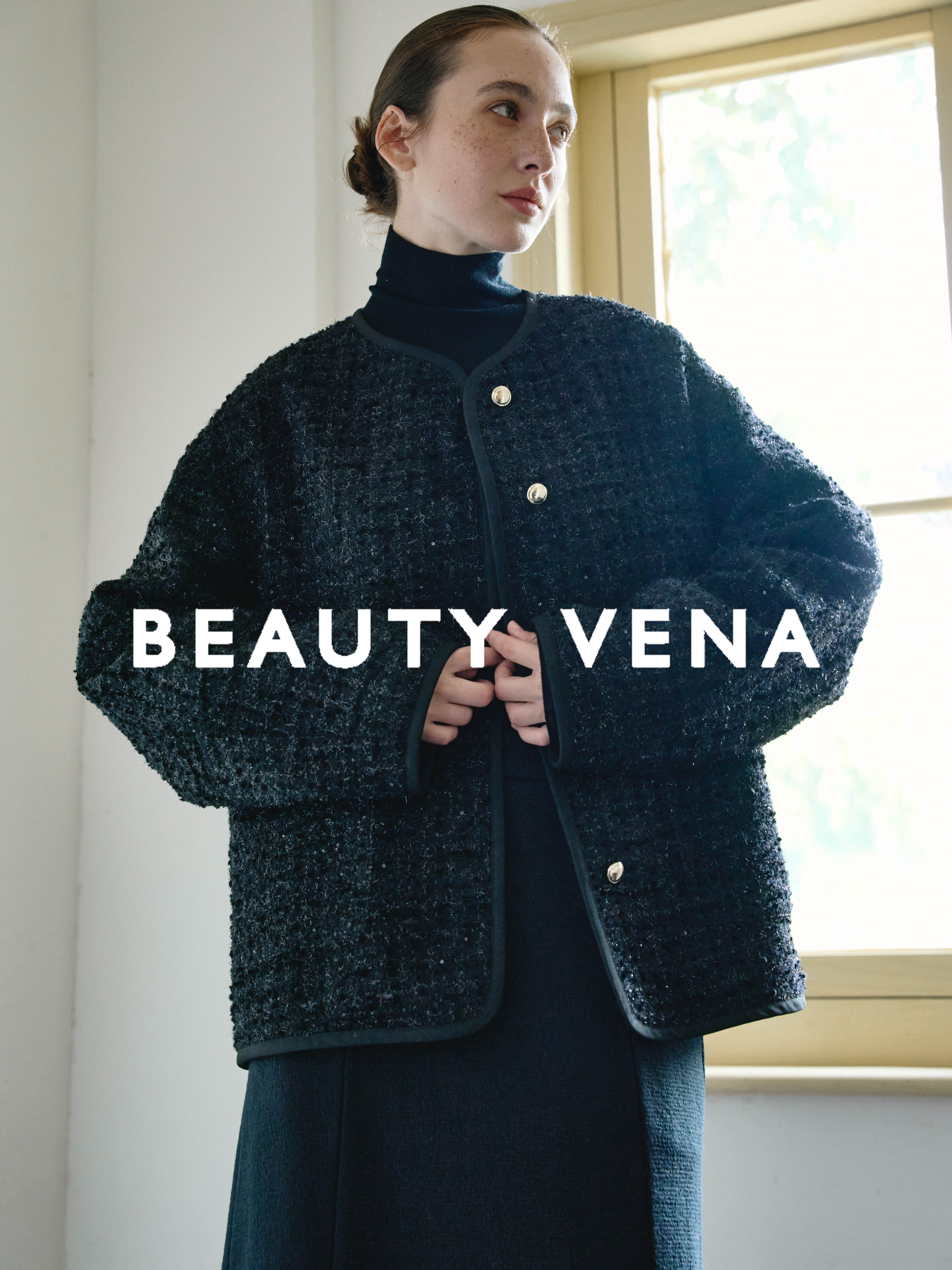 BEAUTY VENA黑色经典亮丝小香风轻薄羽外套4WCSN016