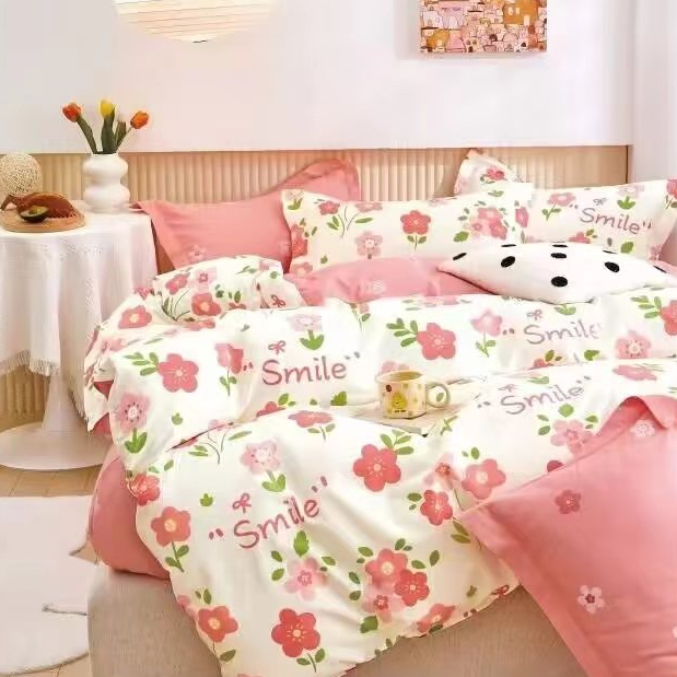 文文家纺 纯棉精梳棉面料全棉床品-洛神花开-粉