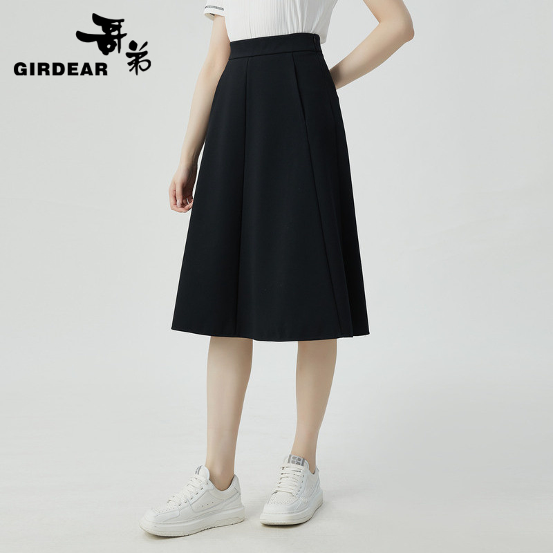 GIRDEAR/哥弟法式优雅气质赫本裙显瘦哥弟显瘦中长半身裙1200336
