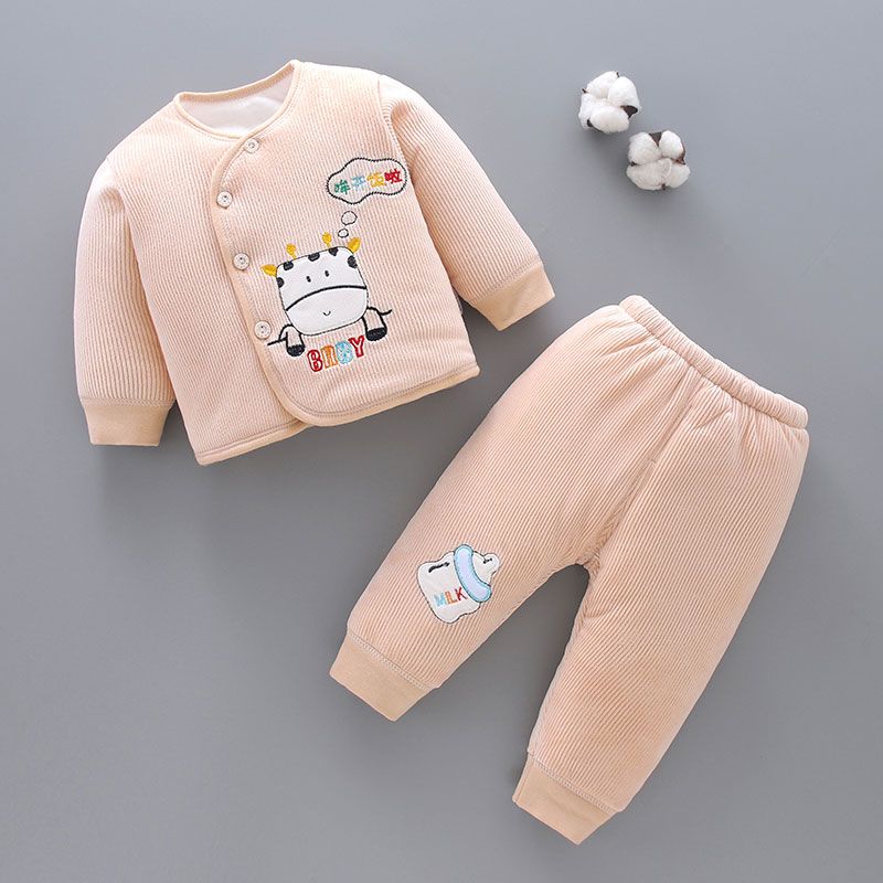 婴儿新生儿棉衣套装秋冬保暖棉服0-3-6个月男女宝宝衣服夹棉冬装9