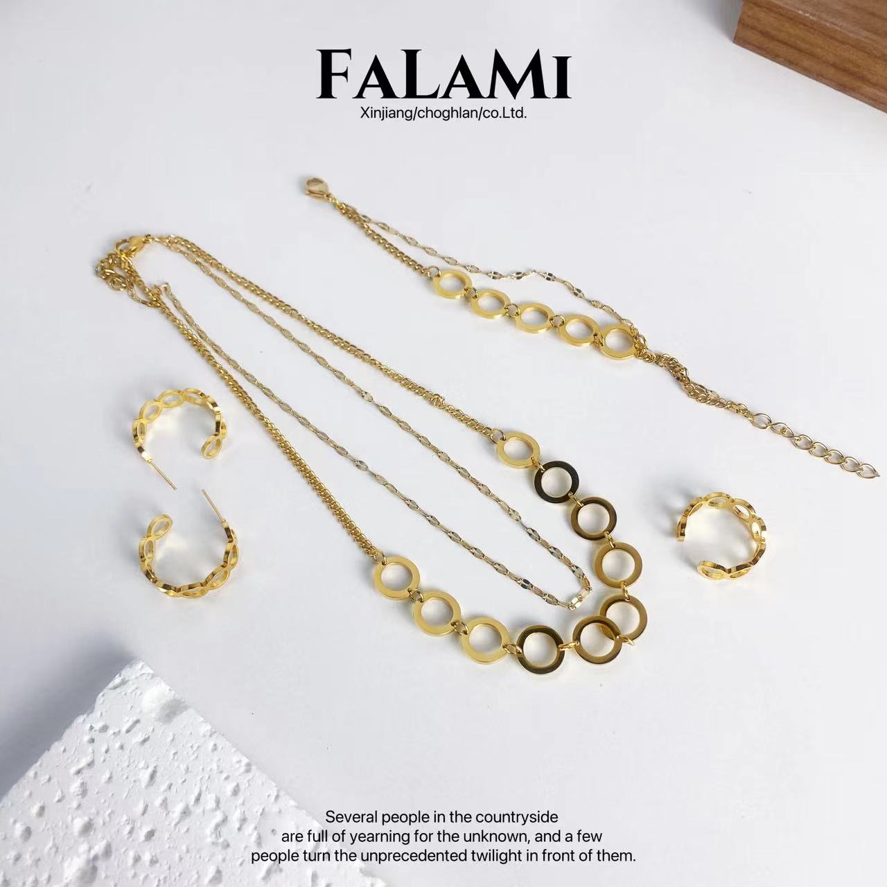 钛钢耳饰 太钢耳环戒指手链项链气质欧美百搭风四件套TGTZ065-LX 