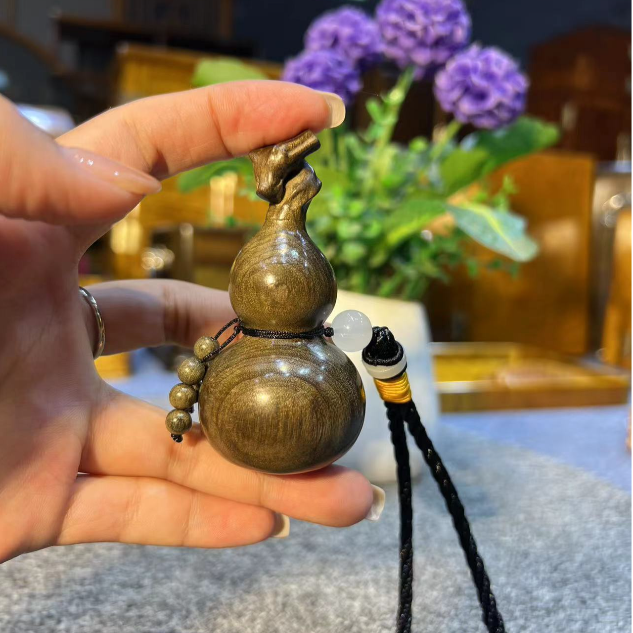  金丝楠木阴沉木葫芦挂件