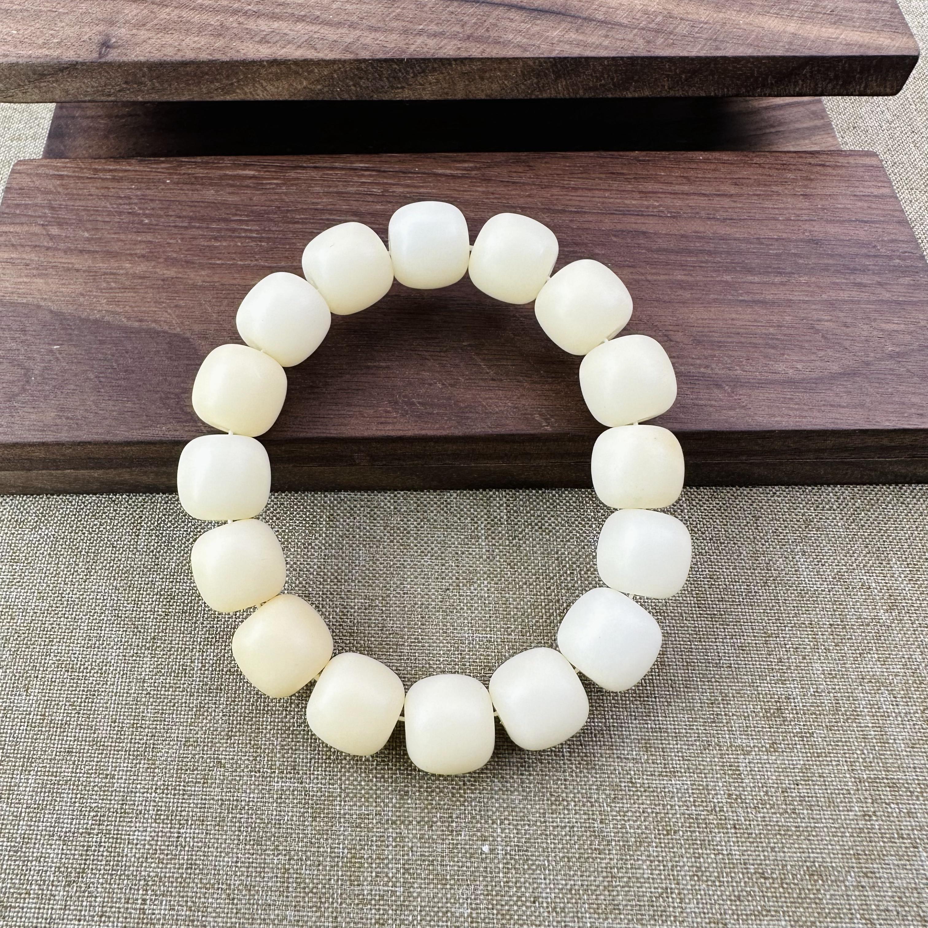 干磨大白兔奶糖菩提根14mm手串白玉菩提男女绕指柔百搭手饰ins风