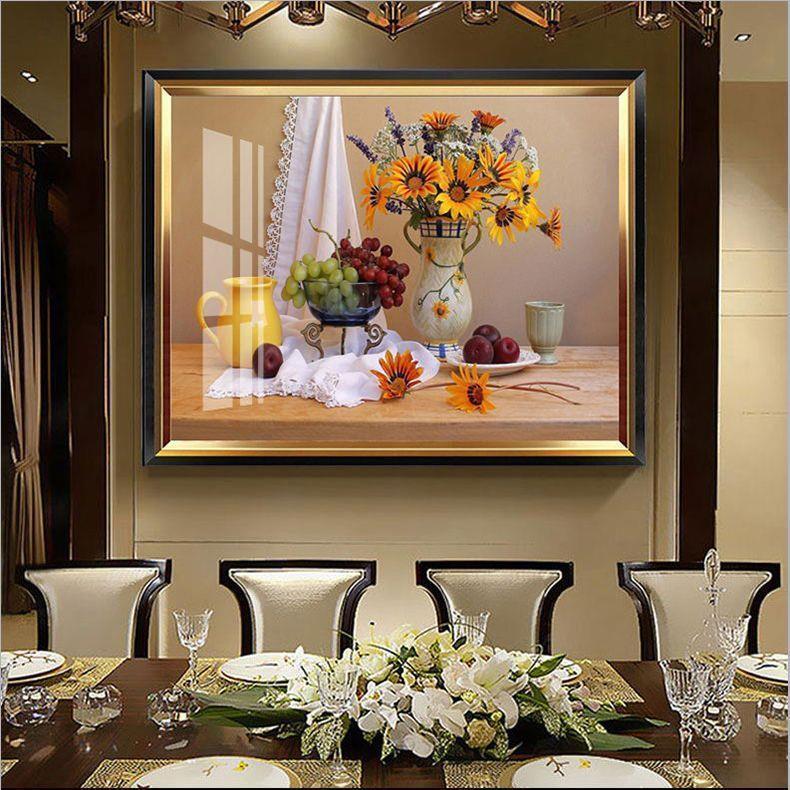 餐厅装饰画饭厅柜墙面装饰现代简约欧式客厅挂画横幅酒壁画水果画