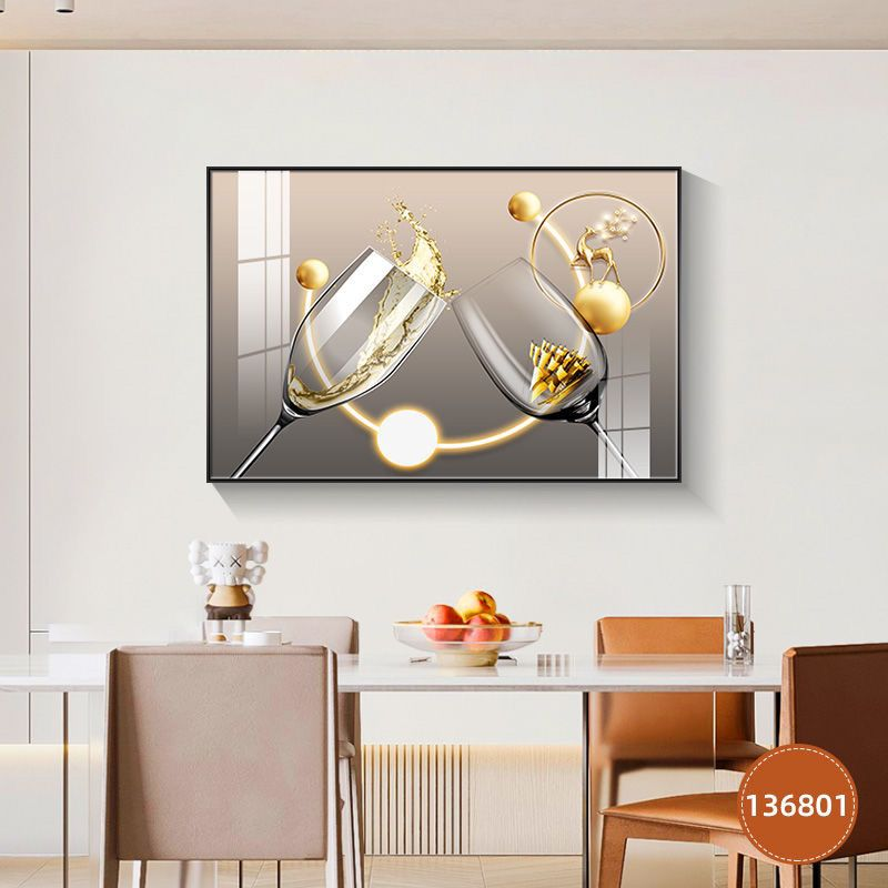 年轻人轻奢餐厅装饰画现代简约歺厅挂画北欧餐桌画吃饭厅背景墙壁