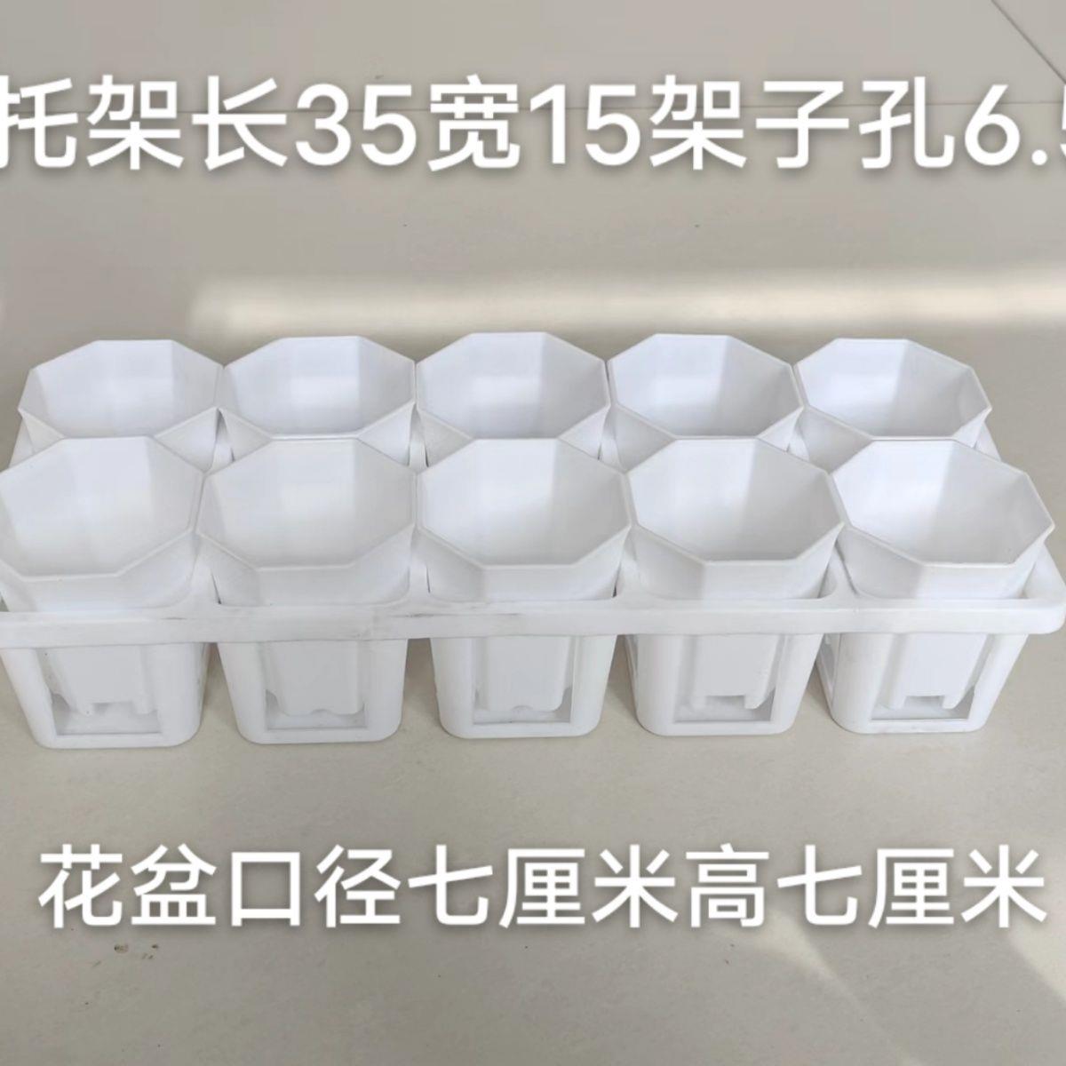 多肉植物新款塑料花盆白色10孔托架7方花盆八角盆整理架