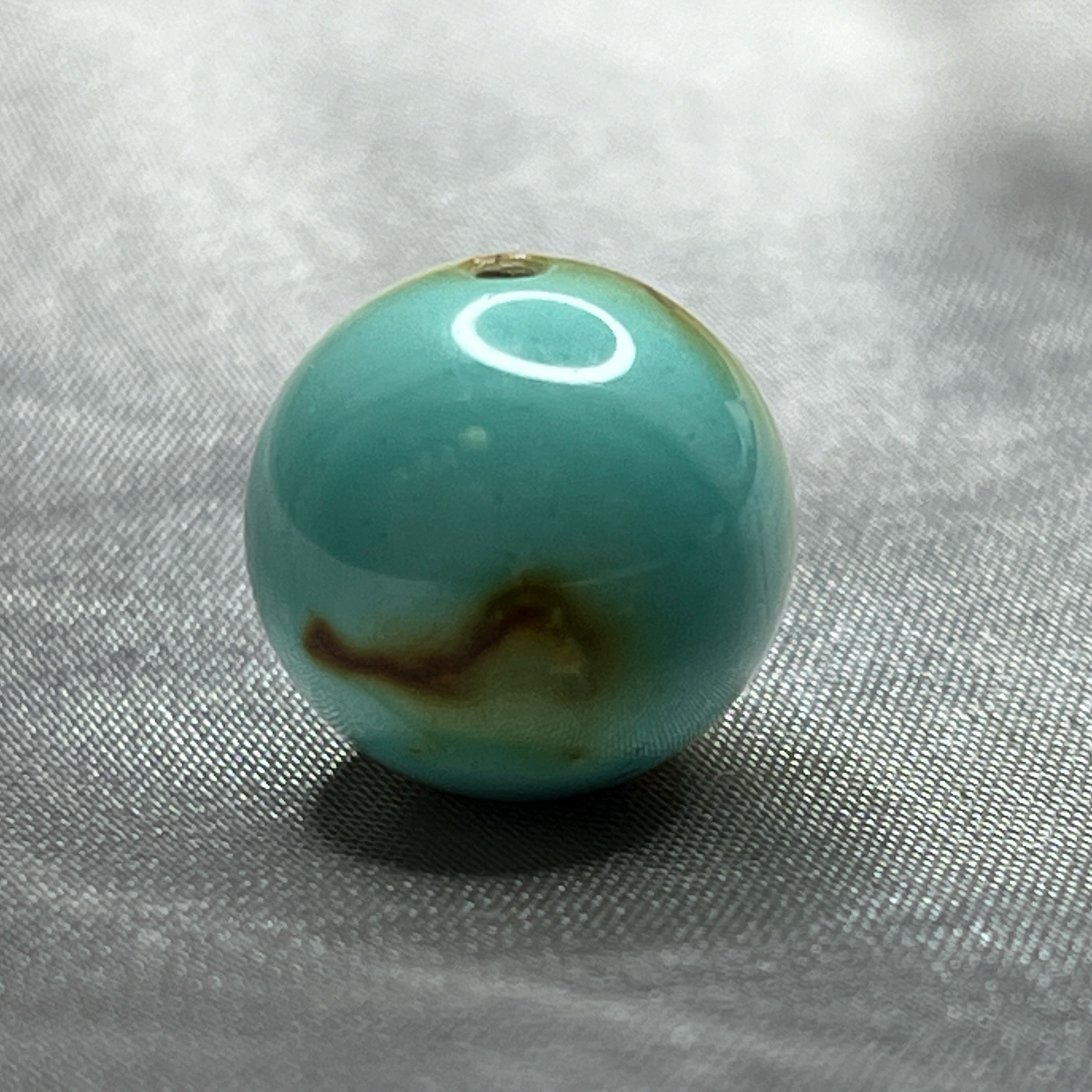 绿松石特色圆珠，直径12.8mm重2.68克